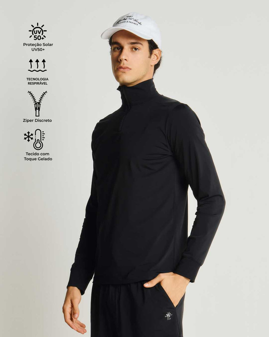 Manga Longa Gola Alta com Zíper