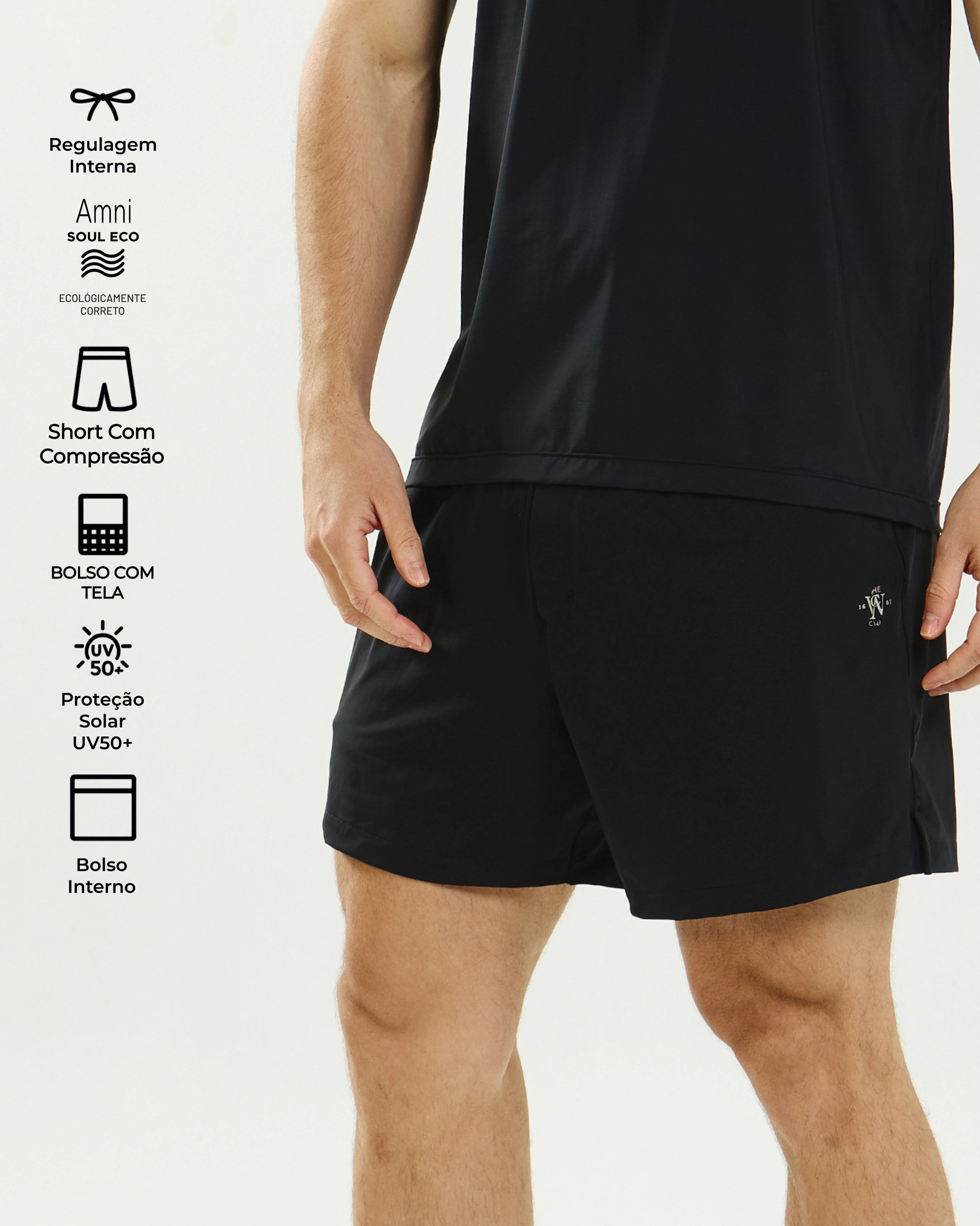 Short Masculino SportClub com Compressão Interna e Bolso